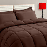 TAIMIT Brown Twin Size Comforter Set - 5 Pieces, Bed in a Bag Bedding Sets with All Season Soft Quilted Warm Fluffy Reversible Comforter,Flat Sheet,Fitted Sheet,1 Pillow Shams,1 Pillowcases TAIMIT