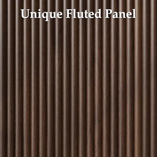 WINWY Fluted Shoe Cabinet with Sliding Door, 6-Tier Large Hidden Storage Organizer Modern Shoe Rack with Adjustable Shelves, Mid Century Freestanding Wooden Shoe Storage Cabinet for Entryway,Walnut WINWY