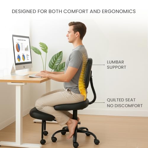 Cross Legged Office Chair Meditation ADHD Yoga Chair for Adults with Ergonomic Back Support Cushioned Seat and Leg Rest for Criss Cross Sitting Kneeling Fidgeting Height Adjustable 360° Swivel boldworks