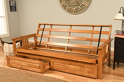 Kodiak Furniture Monterey Futon Set with Storage Drawers, with Butternut Base and Linen Stone Mattress Kodiak Furniture