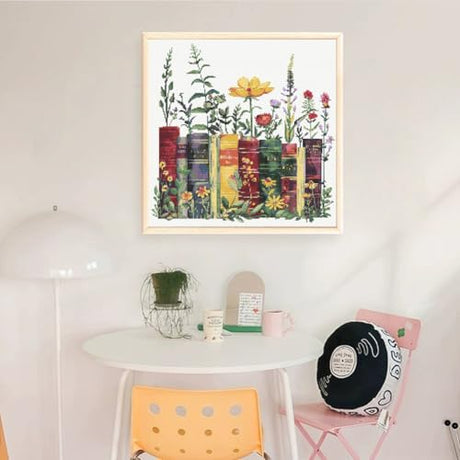 KYOQFVN Stamped Cross Stitch Kits - Flower Embroidery Starter Kit for Adult Beginners, 11CT Needlepoint Cross-Stitch Patterns Dimensions Kit Arts and Crafts 14×14inch KYOQFVN