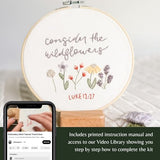 Elly & Grace Christian Embroidery Kit with Embroidery Hoop, Easy Embroidery Kit for Beginners and Adults, Full Embroidery Hoop Kit with Needles and Thread Included (Wildflowers)