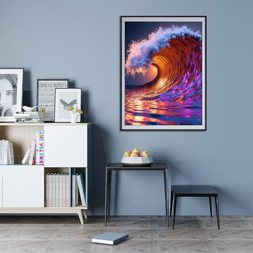 TZTTZT Diamond Art Kits for Adults - Sunlit Surf Kaleidoscope Wave Diamond Painting Kits for Adults Beginner, 12x16 in Frameless Diamond Painting Kit for Home Wall Decor TZTTZT