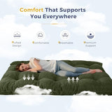 MAXYOYO 6" Japanese Floor Mattress, Foldable Futon Mattress Queen Size, Tufted Roll Up Floor Bed, Thick Tatami Mat Sleeping Pad Portable Lounger for Camping Guest Room Dormitory Bedroom RV, Dark Green MAXYOYO
