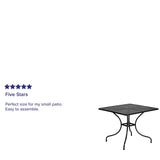 Flash Furniture Oia Commercial Grade 35.5" Square Black Indoor-Outdoor Steel Patio Table with Umbrella Hole Flash Furniture