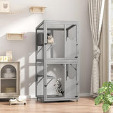 COZIWOW Catio Outdoor Cat Enclosure Window Access, Outdoor Cat House with Wheels, Cage for Cats Indoor COZIWOW