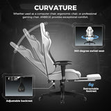 ANBEGE Gaming Chair, Ergonomic Computer Chair with Footrest and Lumbar Support,Office Chair Adjustable PU Leather Racing Executive Swivel Rolling Chair (White) ANBEGE