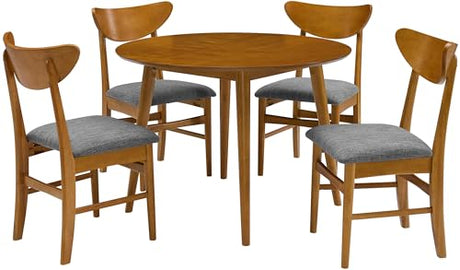 Crosley Furniture Landon 5-Piece Mid Century Round Dining Table Set for 4, Acorn Crosley Furniture