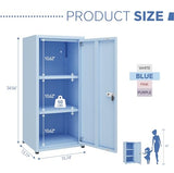 MIOCASA Metal Locker Storage Cabinet with Lock and Shelves,Single Door Lockable Cabinet for Bedroom,School,Kindergarten (Blue) MIOCASA