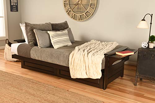 Phoenix Full Size Futon Couch in Espresso Finish with Storage Drawers - Wooden Frame - Solid Hardwood Construction Kodiak Furniture