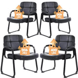 CLATINA Big & Tall Waiting Room Guest Chair Comfortable Reception Chairs with Bonded Leather Padded Arm Rest and Sled Base for Office Reception Lobby and Conference Desk, Black(4 Pack) CLATINA