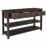 Knocbel Long Console Table with 3 Storage Drawers and Double Bottom Open Shelves, Wooden Sofa Tables for Entryway Hallway Foyer, 50" W x 16" D x 30" H,Espresso Knocbel