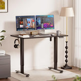 Veken 47.2" Standing Desk, Adjustable Height Office Desk with Wood Desktop, Computer Table for Home Work, Study and Gaming, Small Spaces, Modern Furniture, Black Veken