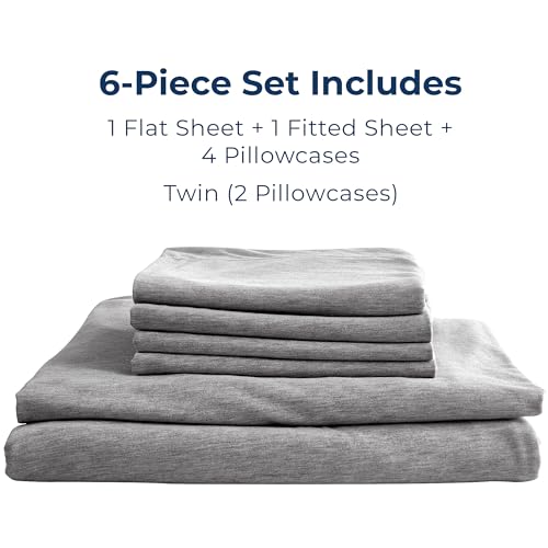Pure Bedding Bed Sheets - Full Sheet Set [6-Piece, Heather Dark Grey] - Hotel Luxury 1800 Brushed Microfiber - Soft and Breathable - Deep Pocket Fitted Sheet, Flat Sheet, Pillow Cases Pure Bedding