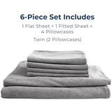 Pure Bedding Bed Sheets - Full Sheet Set [6-Piece, Heather Dark Grey] - Hotel Luxury 1800 Brushed Microfiber - Soft and Breathable - Deep Pocket Fitted Sheet, Flat Sheet, Pillow Cases Pure Bedding