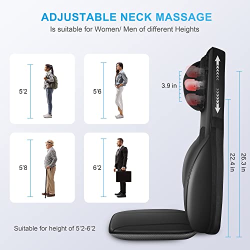 COMFIER Shiatsu Back Massager with Heat, Deep Kneading & Rolling Massage Chair Pad, Chair Massager for Office Home Use Mothers Day Gifts for Womem COMFIER