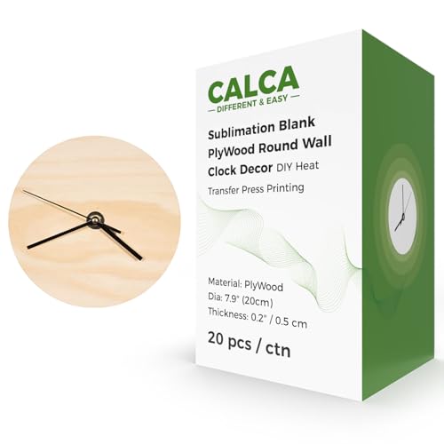 US Stock 20pcs Wood Wall Clock 7.9 inch Sublimation Blank Wooden Round Wall Clocks for Living Room Decor Heat Transfer Press Printing DIY CALCA