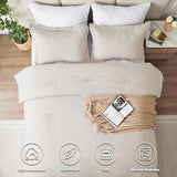 CozyLux King Size Comforter Set - 3 Pieces Beige Soft Luxury Cationic Dyeing Bedding Comforter for All Season, Breathable Lightweight Fluffy Boho Bed Sets with 1 Comforter and 2 Pillow Shams CozyLux