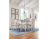 Signature Design by Ashley Skempton Cottage Dining Room Table Set with 6 Upholstered Chairs, Whitewash, 36"W x 60"D x 30"H Signature Design by Ashley