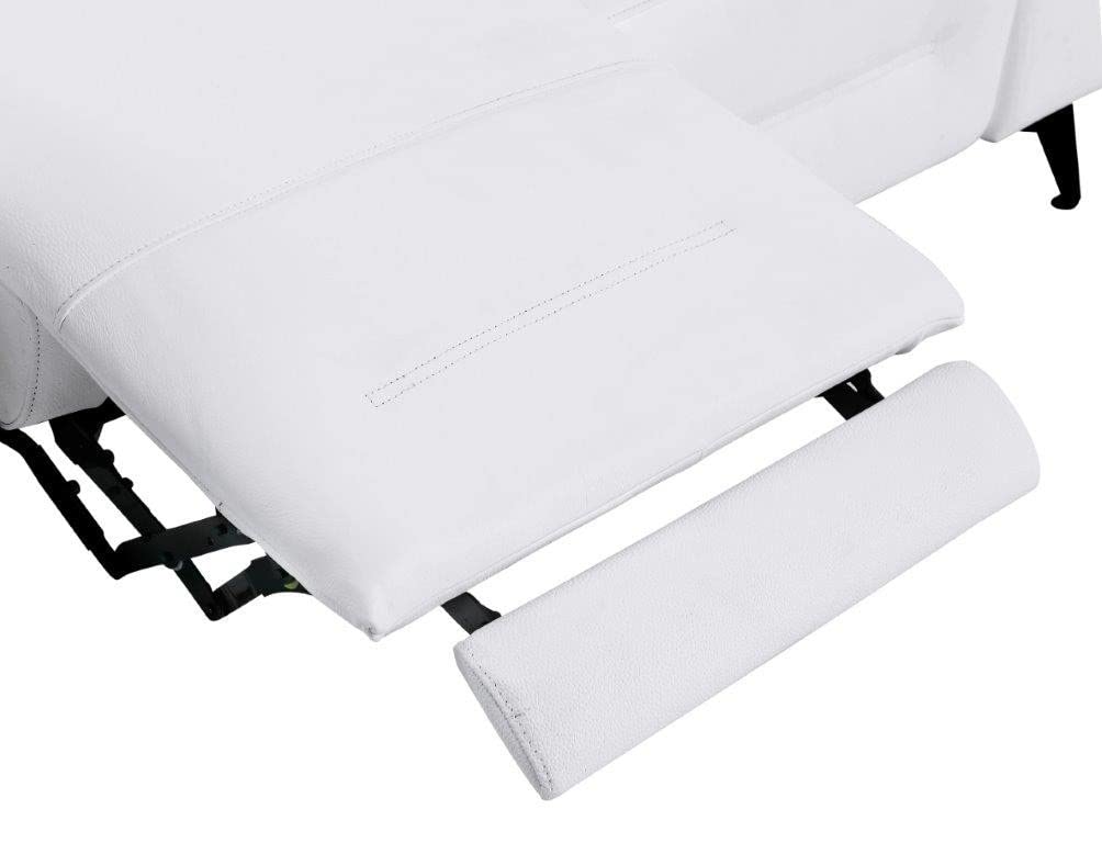 BlackJack Furniture Ferrara Top Grain Italian Leather Power Reclining Sofa Chair with USB Ports to Charge Devices, Adjustable Multi-Position Headrests, Wall Hugger Design, 41.3" W, White Blackjack Furniture