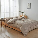 FACE TWO FACE Bedding Duvet Cover Set100% Washed Cotton Duvet Cover Linen Like Textured Breathable Durable Soft Comfy (Twin, Khaki) FACE TWO FACE