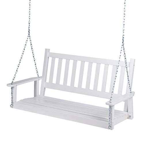 Shine Company Maine 54" Wood Porch Swing with Chains – White Shine Company