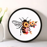 Esffaci Embroidery Starter Kit for Adult Beginner with Bee Pattern Hand Embroidery Set with Embroidery Cloth Hoop Needle Threader Embroidery Floss and Instruction