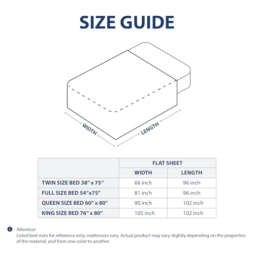 Cathay Home Hotel Luxury Wrinkle & Fade Resistant Double Brushed Ultra Soft Microfiber 1-Piece Single Flat Sheet - Navy Blue, King (102" x 105") Cathay Home