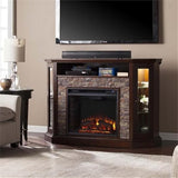 Southern Enterprises Rollins Convertible Corner Infrared Electric Media Fireplace 52" Wide, Espresso Finish and Faux Stone SEI Furniture