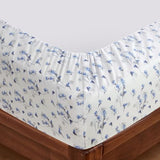 HENGWEITEXT King Sheet Set, 4 Piece Bed Sheets for King Size Bed Set, 17 Inch Sheets Deep Pocket, Soft and Breathable Microfiber, Wrinkle Free, Printed Light Blue Flowe Patterned Double Bedding HENGWEITEXT