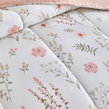 Joyreap 3pcs Floral Cotton Comforter Set for Girls, Pink Flowers n Leaves Botanical Design, Queen Size Soft n Cozy Bedding Comforter Set for All Season- 88x88 inches Joyreap