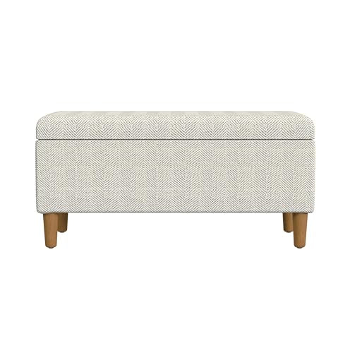 HomePop Malmo Decorative Storage Bench -Cream Chevron Woven HomePop