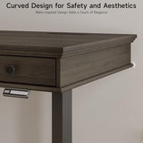 ONBRILL Standing Desk with Drawers, 55 x 23 Inch Electric Height Adjustable Desk with Storage & Outlets, for Computer Workstation, Home Office, Retro Curved Table Corner Design, Dark Walnut ONBRILL