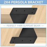 Rasugarlary 2x4" Pergola Bracket, 8 Pcs Pergola Post Top Rafter Brackets Deck Railing Brackets Heavy Duty Black Powder Coated Pergola Kit for DIY Wood Pergolas Gazebo (with Screws) Rasugarlary