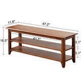 XKZG Storage Bench Wooden Shoe Bench Rustic Solid Wood Entryway Bench (Brown,47.2") XKZG