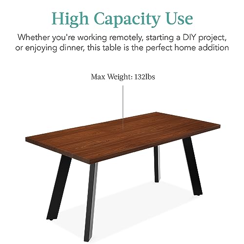 Best Choice Products Extendable Dining Table 47 to 63in Modern Large Expanding Kitchen Table up to 6 People w/Leaf Extension, 2 Locks, 132lb Capacity - Brown Best Choice Products