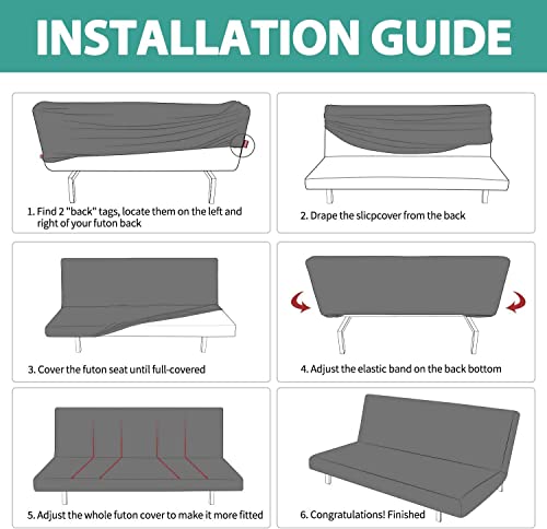 ele ELEOPTION Maple Leaf Print Armless Sofa Bed Cover Stretch Slipcover Folding Sofa Couch Cover Futon Covers Full Size Furniture Protector ele ELEOPTION