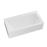 Eviva 60" Bath Tub - White Acrylic Rectangular Soaking Bathtubs Contemporary Soaking Tub - White Bathtub with Chrome Right-Hand Drain - Elegent Bathtubs (Chrome pop-up Drain Included) Eviva
