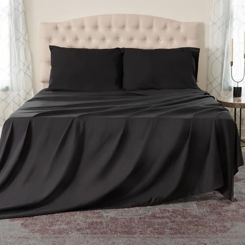 Northwest Ashford Home Essentials Bedding, 3 Piece Twin Size Sheet Set, Stretch Limo Black Northwest