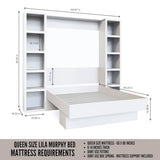 Oakland Living Easy-Lift Queen Murphy Wall Bed in Brown Wood Grain with Two Bookshelves Oakland Living