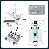 Albott 15x15 Inch 2-in-1 Heat Press Machine for T-Shirts and Cups, Fast Heating Sublimation Press with Digital Control Display for Clothing and Fabric Crafts, Blue Albott