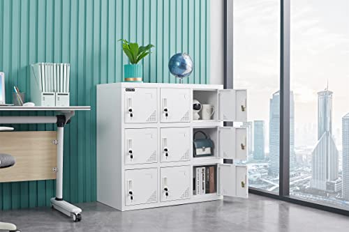 MAYROY Metal Locker Office Storage Locker Home Steel Locker School Storage Organizer, Storage Cabinet for Kids Students Employee (W9D) (Full White) MAYROY