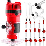 SILVEL Wood Router, 800W Wood Routers for Woodworking, 6.5Amp 1.25HP Hand Wood Router Tool, 30000R/MIN Compact Edge Trimmer with 15 1/4" Router Bit Set, Red SILVEL