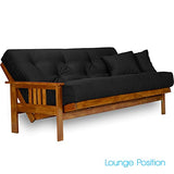 Nirvana Futons Stanford Futon Set - Full Size, Frame, 8" Mattress, Twill Black Cover Nirvana Futons