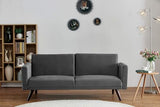 Container Furniture Direct 72" Retro Velvet Sofa Bed - Vintage Modern Convertible Futon w/Reclining Backrest - Velvet Upholstery on Solid Wood Frame (72" L x 34.6" W x 30.23" H), Grey Container Furniture Direct