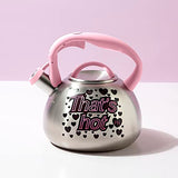 Paris Hilton Whistling Stovetop Tea Kettle, Stainless Steel with Color Changing "That's Hot" Heat Indicator Design, Soft Touch Handle, 2.5-Quart, Pink Paris Hilton