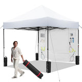White 10x10 FT Pop Up Canopy Tent with 1 Sidewall, Heavy Duty Canopy for Outdoor, Commercial Instant Gazebos, for Party, Patio, by Kendane. Kendane