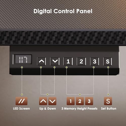 OffiGo Electric L Shaped Standing Desk, 63 Inches Height Adjustable Table, Reversiable Corner Stand Up Desk, Lifting Computer Table for Home Office, Computer Workstation, Carbon Fiber Black OffiGo