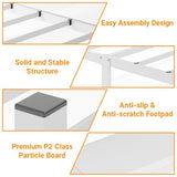 Weehom Twin Bed Frames with Headboard, Metal Bed Frame with 2-Tier Shelves Storage, Modern Twin Platform Bed with Charging Station & LED Lights - No Box Spring Needed, White Weehom