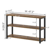 EXCEFUR Industrial Metal & Wood Console Tables for Living Room, Entryway Table with 3 Tier Storage Shelves, Sofa Hallway Table Behind Couch, Rustic Brown, 47 Inch EXCEFUR